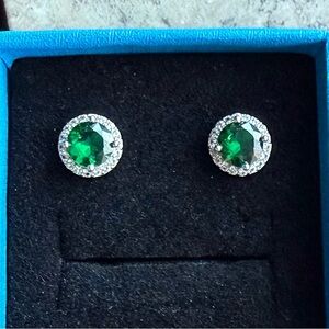 Gemstone Brilliance Simulated Emerald White Sapphire Earrings